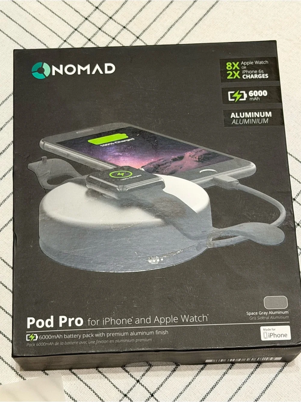 Nomad Pod Pro Wireless Charging Puck in Silver Gray